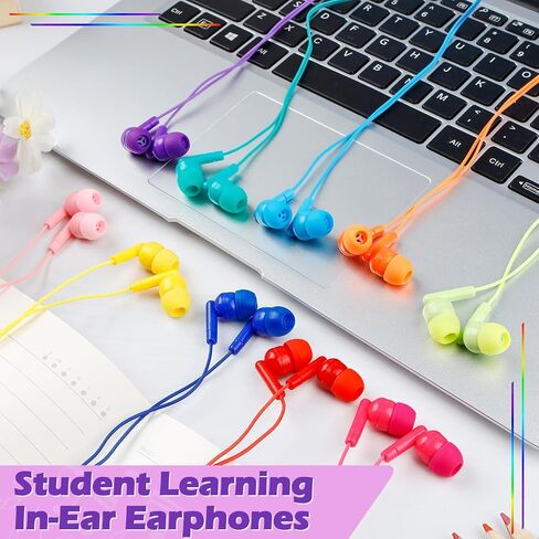 Earbud Bulk Kids Headphone for Classroom School 200 Pack,Wholesale Classroom Students Wired Earphones with 3.5 mm Jack for Computers Chromebook Laptop PC (Mixed Colors) in Saudi Arabia