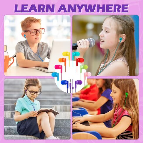 Earbud Bulk Kids Headphone for Classroom School 200 Pack,Wholesale Classroom Students Wired Earphones with 3.5 mm Jack for Computers Chromebook Laptop PC (Mixed Colors) in Saudi Arabia