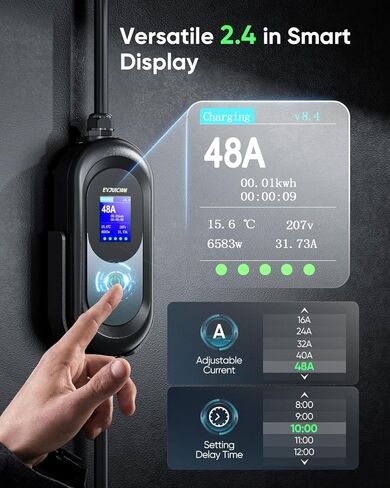 شاحن EV من المستوى 2، 32 أمبير 240 فولت Nema 14-50 شواحن EV للمنزل المستوى 2، سلك تمديد 21 قدمًا شاحن EV للمركبات الكهربائية المحمولة لـ J1772 EVs مع موصل حائط وحامل in Kuwait