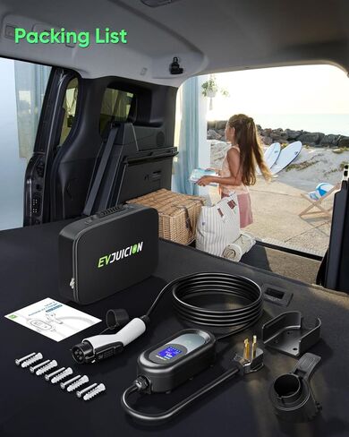 شاحن EV من المستوى 2، 32 أمبير 240 فولت Nema 14-50 شواحن EV للمنزل المستوى 2، سلك تمديد 21 قدمًا شاحن EV للمركبات الكهربائية المحمولة لـ J1772 EVs مع موصل حائط وحامل in Kuwait