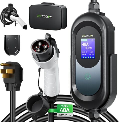 شاحن EV من المستوى 2، 32 أمبير 240 فولت Nema 14-50 شواحن EV للمنزل المستوى 2، سلك تمديد 21 قدمًا شاحن EV للمركبات الكهربائية المحمولة لـ J1772 EVs مع موصل حائط وحامل in Kuwait