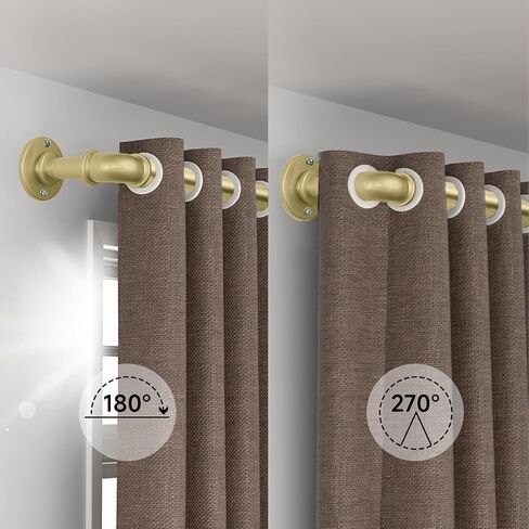 Industrial Curtain Rods for Windows 18 to 88 Inches Adjustable Length, 1 Inch Diameter, with Aluminium Finials,Antique Red Bronze in Saudi Arabia