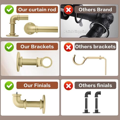 Industrial Curtain Rods for Windows 18 to 88 Inches Adjustable Length, 1 Inch Diameter, with Aluminium Finials,Antique Red Bronze in Saudi Arabia