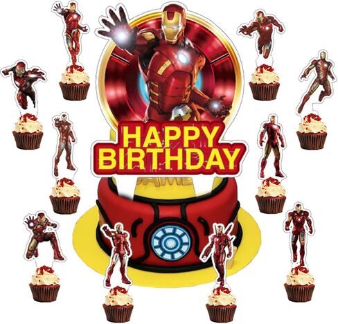 37 قطعة 𝓘𝓻𝓸𝓷 𝓜𝓪𝓷 لتزيين الكيك مع قطعة واحدة𝓘𝓻𝓸𝓷 𝓜𝓪𝓷 لتزيين الكيك، 36 قطعة من أغطية الكب كيك اللطيفة لديكورات حفلات أعياد الميلاد in Kuwait