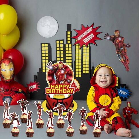 37 قطعة 𝓘𝓻𝓸𝓷 𝓜𝓪𝓷 لتزيين الكيك مع قطعة واحدة𝓘𝓻𝓸𝓷 𝓜𝓪𝓷 لتزيين الكيك، 36 قطعة من أغطية الكب كيك اللطيفة لديكورات حفلات أعياد الميلاد in Kuwait