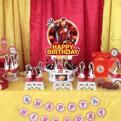 37 قطعة 𝓘𝓻𝓸𝓷 𝓜𝓪𝓷 لتزيين الكيك مع قطعة واحدة𝓘𝓻𝓸𝓷 𝓜𝓪𝓷 لتزيين الكيك، 36 قطعة من أغطية الكب كيك اللطيفة لديكورات حفلات أعياد الميلاد in Kuwait