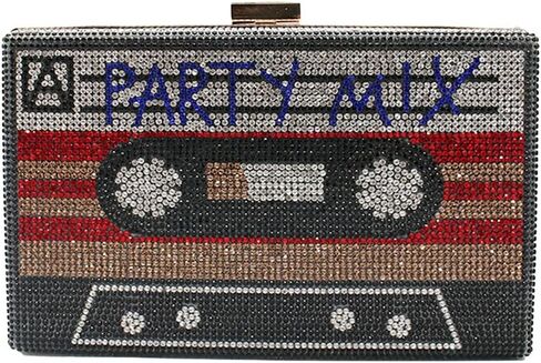 Women Retro Radio Tape-shape Rhinestone Clutch Purse Vintage Crystal Evening Handbag Party Cocktail Shoulder Bag in Saudi Arabia