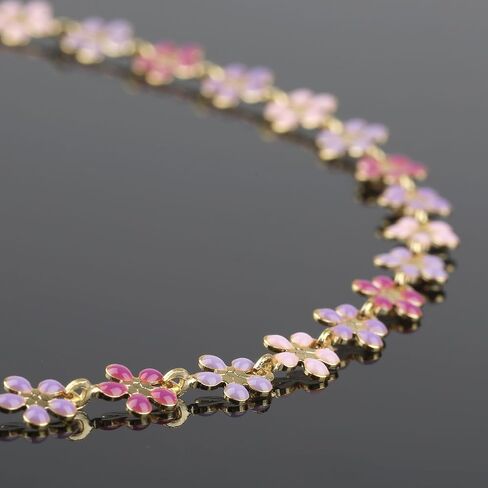 UMAOKANG 9.8 Feet Enamel Flower Chain for Jewelry Making 18K Gold Plated Brass Jewelry Chain Roll Pink Purple Oil Drip Floral Link Chain on Spool in Kuwait