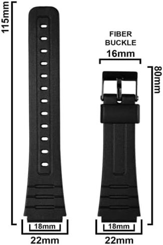 SBWC 18mm Resin Watch Strap (Black) Replacement for Casio Watch Models F-91W, F91WG, F-91WM, F-94WA, F-93W, F-105W, F-106W, F-28W in Saudi Arabia