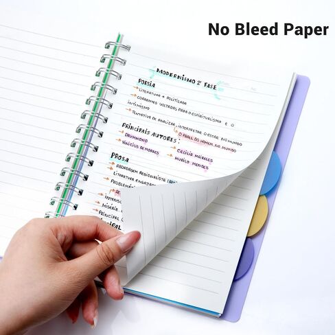 FLYING EAGLE 5 Subject Notebook Wide Ruled Spiral Notebook 5.5" x 8", 204 Pages Lined Spiral Journal Notebook with Dividers,Small Hardcover Notebooks for School, Work, A5 in Kuwait