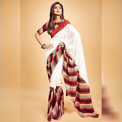 Alia bhatt Saree Rocky aur rani movie saree celebraty inspired sari Bollywood partywear Georgette Printed saree in Saudi Arabia