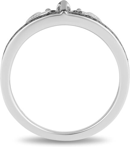 Jewelili Enchanted Disney Fine Jewelry الروديوم الأسود والذهب الوردي عيار 14 قيراط فوق الفضة الاسترليني مع 1/5 CTTW الماس وخاتم الجمشت أرييل أورسولا الثنائي in Saudi Arabia