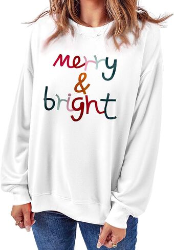 Ecosunny Christmas Sweatshirts Womens Sequin Santa Graphic Shirt Csausl Crewneck Long Sleeve Holiday Pullover Tops in Kuwait