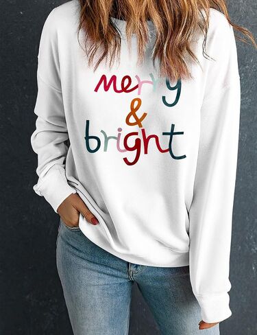 Ecosunny Christmas Sweatshirts Womens Sequin Santa Graphic Shirt Csausl Crewneck Long Sleeve Holiday Pullover Tops in Kuwait