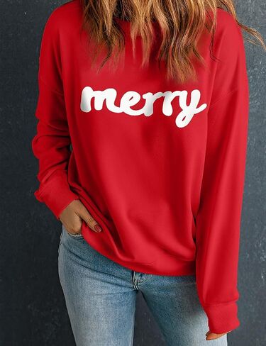Ecosunny Christmas Sweatshirts Womens Sequin Santa Graphic Shirt Csausl Crewneck Long Sleeve Holiday Pullover Tops in Kuwait