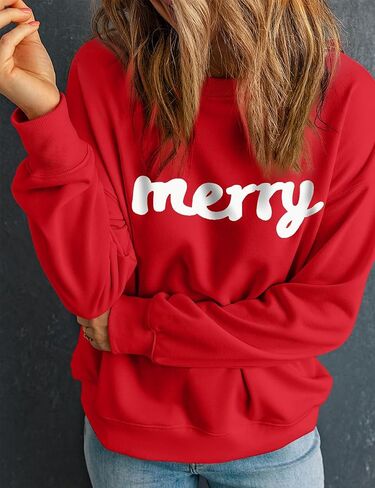 Ecosunny Christmas Sweatshirts Womens Sequin Santa Graphic Shirt Csausl Crewneck Long Sleeve Holiday Pullover Tops in Kuwait
