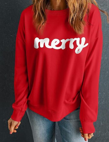 Ecosunny Christmas Sweatshirts Womens Sequin Santa Graphic Shirt Csausl Crewneck Long Sleeve Holiday Pullover Tops in Kuwait