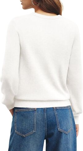 MIHOLL بلوفر نسائي كاجوال بأكمام طويلة بلوفر محبوك برقبة دائرية سترات محبوكة لخريف وشتاء 2024 in Kuwait