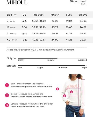 MIHOLL بلوفر نسائي كاجوال بأكمام طويلة بلوفر محبوك برقبة دائرية سترات محبوكة لخريف وشتاء 2024 in Kuwait