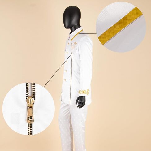 Men's Suits African Clothes Slim Fit Embroidery Single Breasted Full Sleeve Zip Blazer and Pants Set in Kuwait
