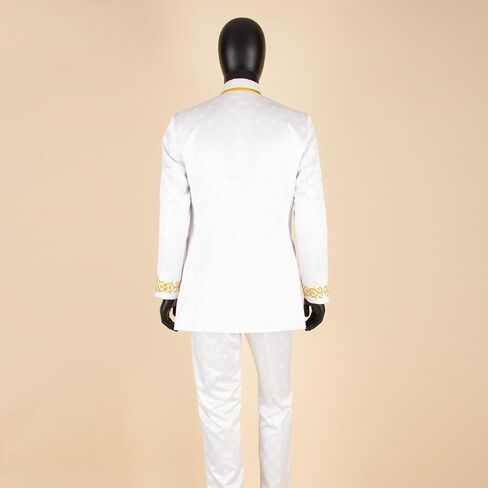 Men's Suits African Clothes Slim Fit Embroidery Single Breasted Full Sleeve Zip Blazer and Pants Set in Kuwait