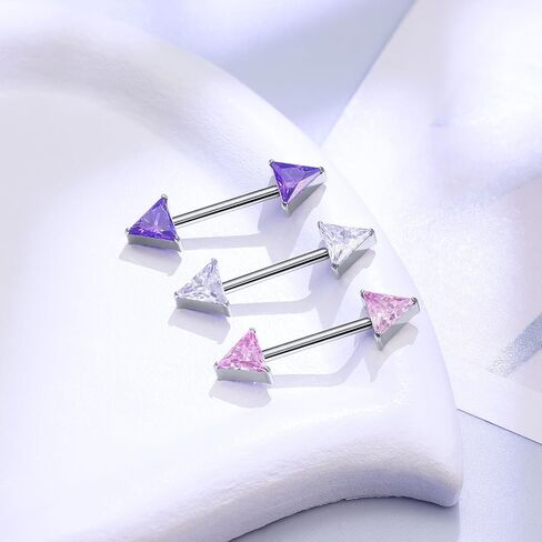 14G ASTM F136 Titanium Nipple Piercing Jewelry Moon CZ Opal Nipple Barbell Jewelry Internally Threaded G23 Solid Nipple Piercing Barbell Ring Jewelry for Women Men 14 Gauge in Kuwait