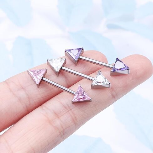 14G ASTM F136 Titanium Nipple Piercing Jewelry Moon CZ Opal Nipple Barbell Jewelry Internally Threaded G23 Solid Nipple Piercing Barbell Ring Jewelry for Women Men 14 Gauge in Kuwait