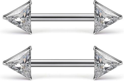 14G ASTM F136 Titanium Nipple Piercing Jewelry Moon CZ Opal Nipple Barbell Jewelry Internally Threaded G23 Solid Nipple Piercing Barbell Ring Jewelry for Women Men 14 Gauge in Kuwait