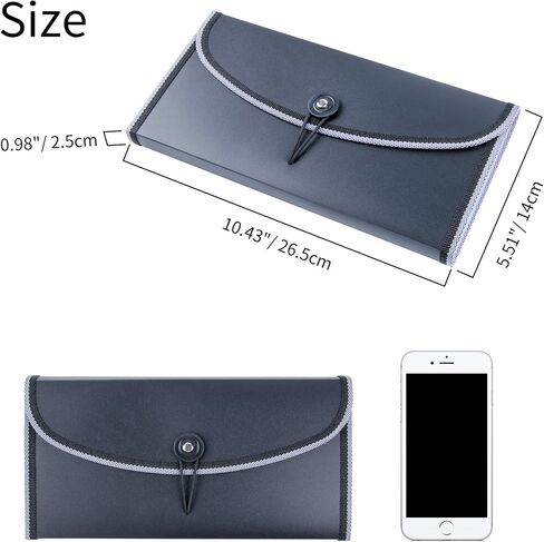13-Pocket Expanding Receipt Folder Small Accordion File Folder with Label, Check Bill File Storage Plastic Business Document Organizer Wallet Case for Office Home (Black) in Saudi Arabia