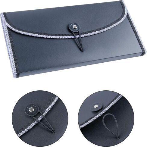 13-Pocket Expanding Receipt Folder Small Accordion File Folder with Label, Check Bill File Storage Plastic Business Document Organizer Wallet Case for Office Home (Black) in Saudi Arabia