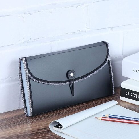 13-Pocket Expanding Receipt Folder Small Accordion File Folder with Label, Check Bill File Storage Plastic Business Document Organizer Wallet Case for Office Home (Black) in Saudi Arabia