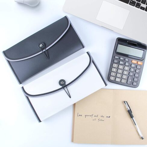 13-Pocket Expanding Receipt Folder Small Accordion File Folder with Label, Check Bill File Storage Plastic Business Document Organizer Wallet Case for Office Home (Black) in Saudi Arabia
