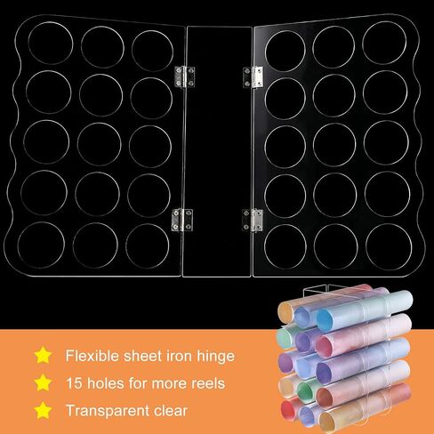 15-Holes Vinyl Storage Rack Acrylic Storage Organizer Multiple Large Holes Display Stand for Vinyl Rolls and More (12 Inch x 7.8 Inch, Aperture 2 Inch) (White) in Saudi Arabia
