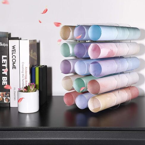 15-Holes Vinyl Storage Rack Acrylic Storage Organizer Multiple Large Holes Display Stand for Vinyl Rolls and More (12 Inch x 7.8 Inch, Aperture 2 Inch) (White) in Saudi Arabia