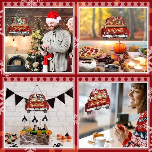 Burbell 21 Pcs Interchangeable Diamond Painting Welcome Sign for Front Door Diamond Painting Truck Decor Interchangeable Seasonal Welcome Sign for DIY Diamond Art Kit Wall Window Door Farmhouse (Red) in Kuwait
