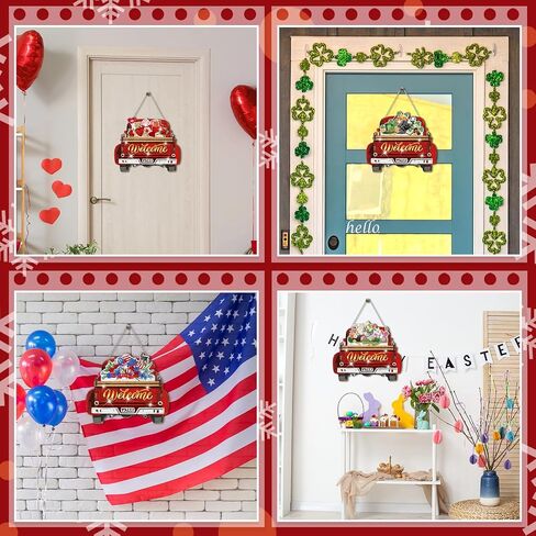 Burbell 21 Pcs Interchangeable Diamond Painting Welcome Sign for Front Door Diamond Painting Truck Decor Interchangeable Seasonal Welcome Sign for DIY Diamond Art Kit Wall Window Door Farmhouse (Red) in Kuwait