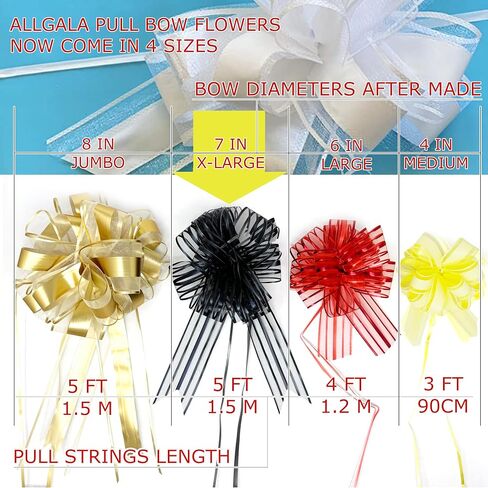 Allgala 12-pc 6 Inch Large Everyday Pull Bows-Black Gold-GP92022 in Kuwait