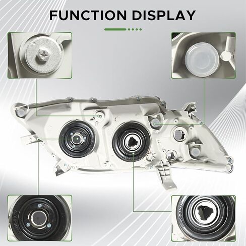 المصابيح الأمامية متوافقة مع قاعدة تويوتا كامري 2010 2011/SE/LE/XLE/Hybrid البديلة المباشرة للمصابيح الأمامية السوداء مجموعة الهالوجين (جانب السائق والراكب) in Kuwait