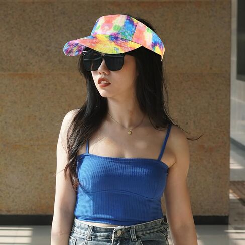Tie Dye Visor Women Baseball Cap Women Visor Outdoor Sports Visors Womens Summer Sun Cap in Saudi Arabia