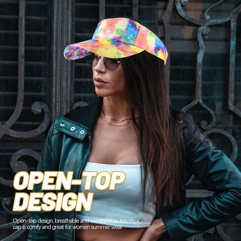 Tie Dye Visor Women Baseball Cap Women Visor Outdoor Sports Visors Womens Summer Sun Cap in Saudi Arabia