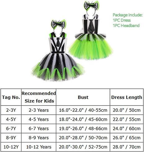 فستان تول مخطط باللونين الأسود والأبيض للفتيات مع مجموعة عصابة رأس لباس الهالوين للأطفال الصغار in Kuwait