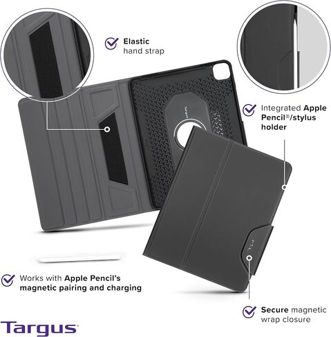 Targus VersaVu Classic Apple iPad Pro 11-inch Protective Tablet Case with Slim TriFold Stand Cover, Enhanced Audio, Stylus Holder, Secure Strap Closure, Red (THZ4403GL) in Saudi Arabia