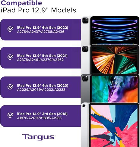 Targus VersaVu Classic Apple iPad Pro 11-inch Protective Tablet Case with Slim TriFold Stand Cover, Enhanced Audio, Stylus Holder, Secure Strap Closure, Red (THZ4403GL) in Saudi Arabia