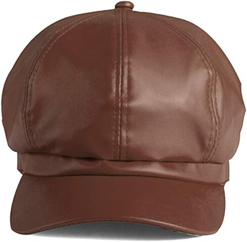 LOCOMO Men Women PU Leather Newsboy Cap Hat Cabbie Gatsby Irish Hunting Driver Golf Ivy Flat Beret Plain Color in Kuwait