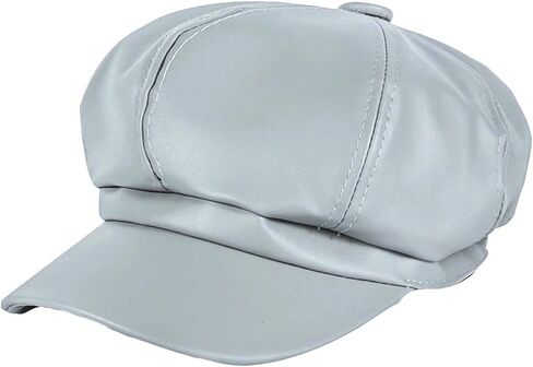 LOCOMO Men Women PU Leather Newsboy Cap Hat Cabbie Gatsby Irish Hunting Driver Golf Ivy Flat Beret Plain Color in Kuwait