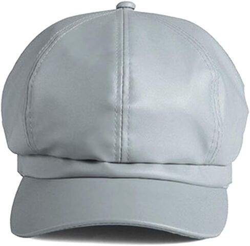 LOCOMO Men Women PU Leather Newsboy Cap Hat Cabbie Gatsby Irish Hunting Driver Golf Ivy Flat Beret Plain Color in Kuwait