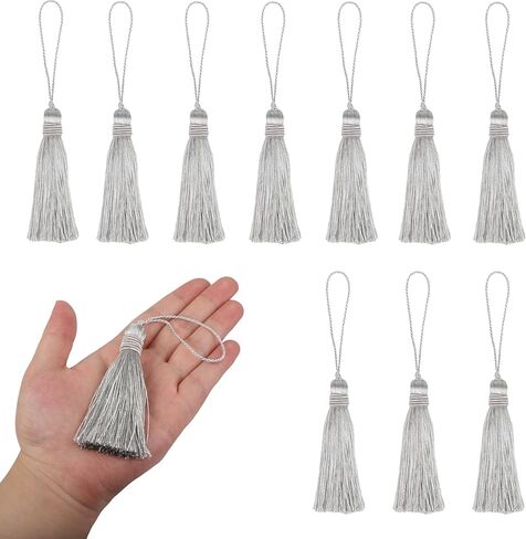15Pcs Small Tassel 15.5cm/6 Inch Silky Floss Bookmark Tassels with 2.5 Inch Cord Loop for Jewelry Making, Souvenir, Bookmarks, DIY Craft Accessory（Orange,15P） in Kuwait