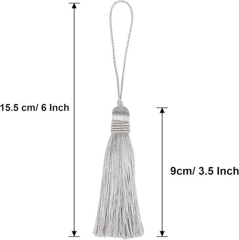 15Pcs Small Tassel 15.5cm/6 Inch Silky Floss Bookmark Tassels with 2.5 Inch Cord Loop for Jewelry Making, Souvenir, Bookmarks, DIY Craft Accessory（Orange,15P） in Kuwait