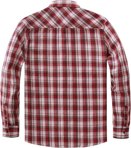 JOGAL Long Sleeve Shirts for Men Plaid Button Down Shirt Mens Casual Cotton Button Up Pocket Shirt in Kuwait