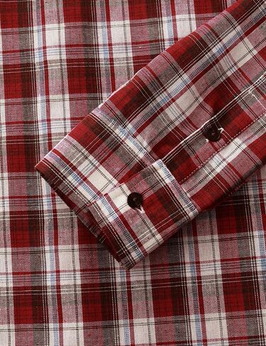 JOGAL Long Sleeve Shirts for Men Plaid Button Down Shirt Mens Casual Cotton Button Up Pocket Shirt in Kuwait